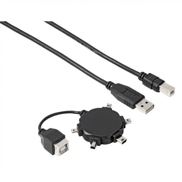 HAMA Sovitinkit USB A-B Mini B4, B5, B6, B8, M4 Musta