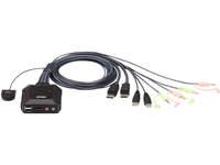 ATEN KVM-kytkin, portinvalitsin, 2 x USB-A, 1 x DP, jopa 2560 x 1600 taajuudella 60 Hz, musta