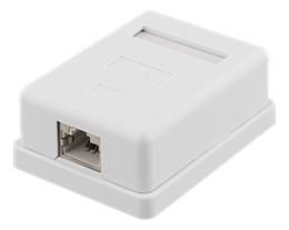 DELTACO suojattu datarasia pinta-asennukseen, FTP, 1xRJ45, Cat6a, valk