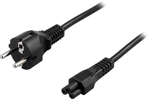 DELTACO laitekaapeli, suora CEE 7/7 - suora IEC 60320 C5, max 250V/2,5A, 0,5m