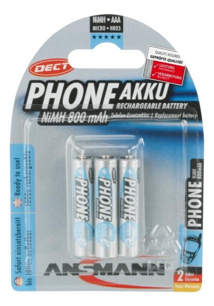 1x3 Ansmann maxE NiMH rech.bat. Micro AAA 800 mAh DECT PHONE