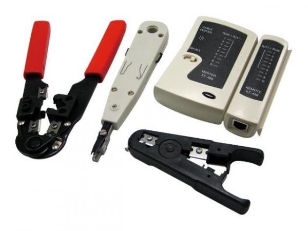 LogiLink Networking Tool Set, verkkotyökalu/puristustyökalu, verkkotestauslaite RJ-45, kantolaukku,