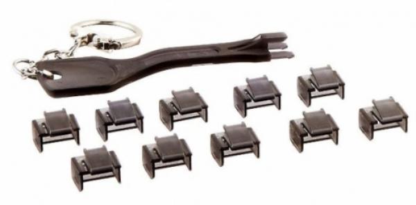 RJ45 Port Blockers 10x with Key, black