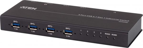 ATEN 4-Port USB Industrial switch, USB 3.1 Gen 1, USB KM switch, black