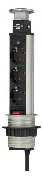 Brennenstuhl Tower Power Table Extension - Pistorasia, 3x CEE 7/4 liitosta, hopea/musta
