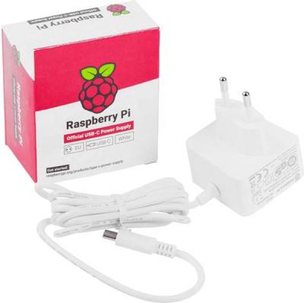 Raspberry Pi 4B USB-C 15.3W virtalähde, valkoinen