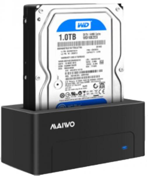 Kiintolevyn telakointiasema, 3,5" tai 2,5" SATA HDD tai SSD, USB-A 3.1, musta