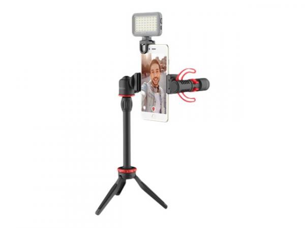 BOYA Vlogging Kit, ledvalo, nimijalusta, puhelimen pidike sekä BY-MM1 -haulikkomikrofoni
