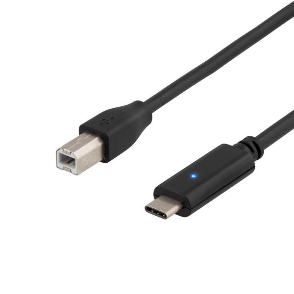 DELTACO USB 2.0 kaapeli, Type C - Type B , 2m, musta