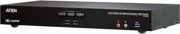 ATEN 2-Port True 4K HDMI Dual-View KVM Switch with Audio & USB 3.0 Hub