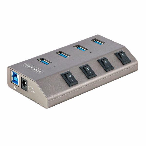 StarTech.com 4-Port Self-Powered USB-C Hub Individual On/Off es, USB 3.0 5Gbps Expansion Hub w/Power Supply, Desktop/Laptop USB-C to USB-A Hub, 4x BC 1.2 (1.5A), USB Type C Hub - USB-C/A Host Cables (5G4AIBS-USB-HUB-EU) Hub 4 porte USB