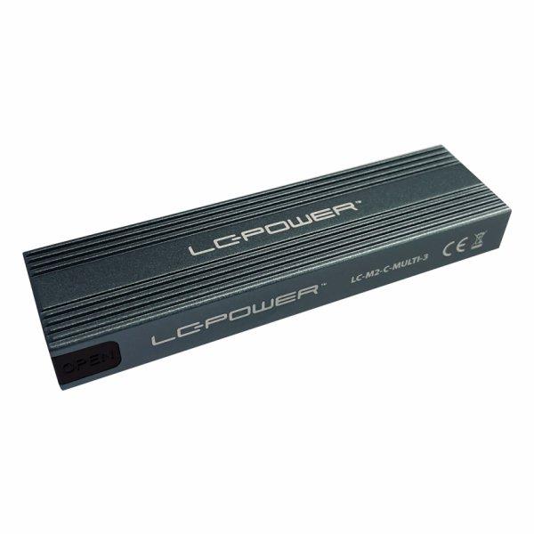 LC Power LC-M2-C-MULTI-3 - tallennuskotelo - M.2-kortti (PCIe NVMe & SATA) - USB 3.2 (Gen 2x1), 1x USB-C or 1x USB-A
