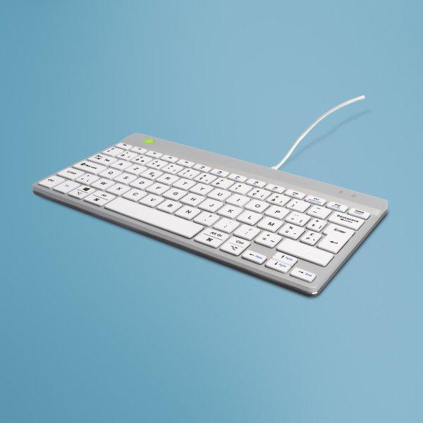 R-Go Tools R-Go Compact Break -näppäimistö AZERTY (BE), langallinen, valkoinen