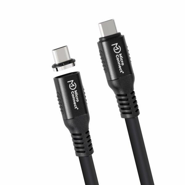 Microconnect Premium USB4 liquid silicone magnetic cable, 40Gbps, 240W, 1m , musta