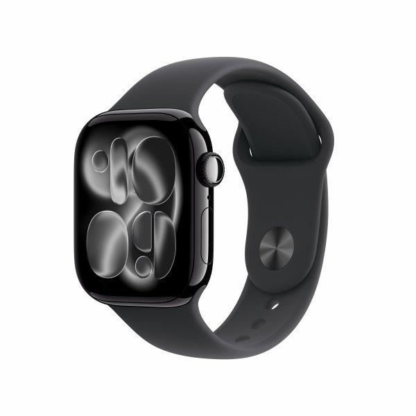 Watch Series 11 GPS + Cellular 42 mm peilimusta alumiinikuori ja musta urheiluranneke S/M