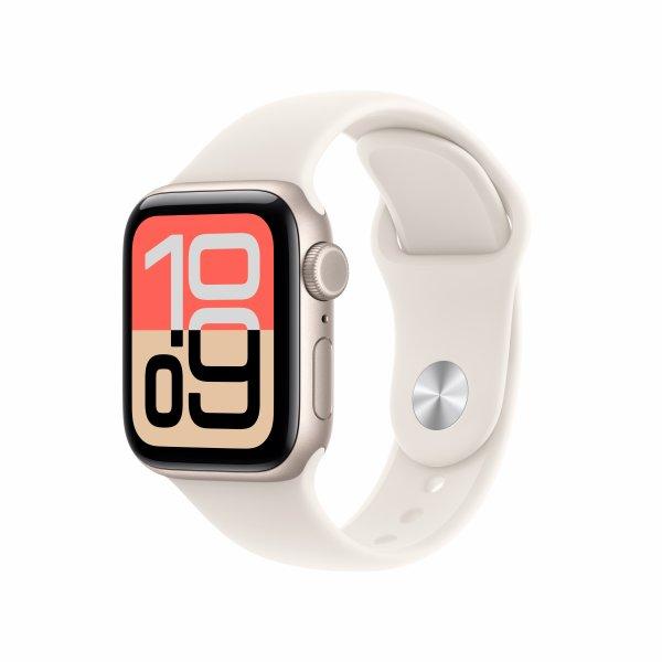 Apple Watch SE 3 (GPS + Cellular) - 40 mm - alumiini tähtitaivas - älykello kanssa urheiluranneke - fluoroelastomeeri - tähtivalo pannan koko M/L - 64 Gt - LTE, Wi-Fi 4, Bluetooth - 5G - 26.4 g